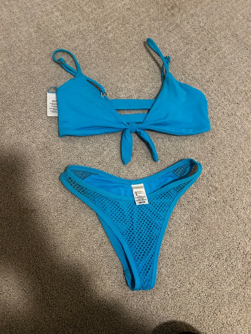 Lspace blue Tie-Front Bikini Set
